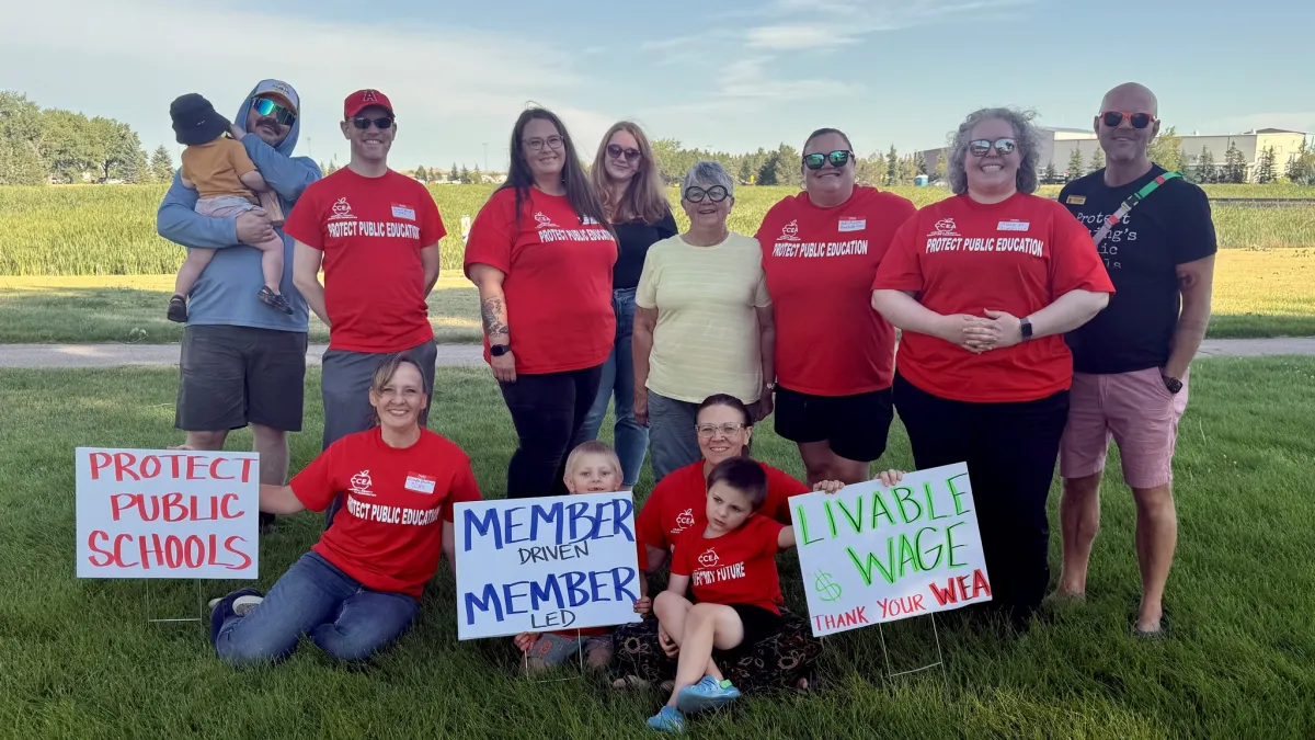 Campbell County members gathered outside with signs